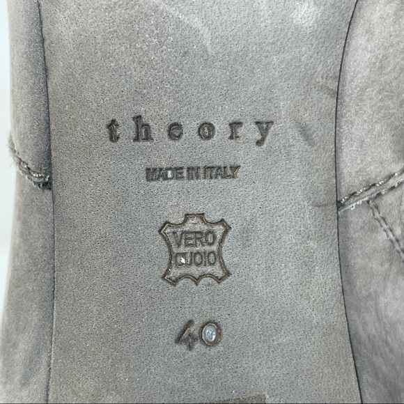 Theory Gray Nubuck Leather Ankle Zip Booties Size 40 US 10 - Picture 10 of 13